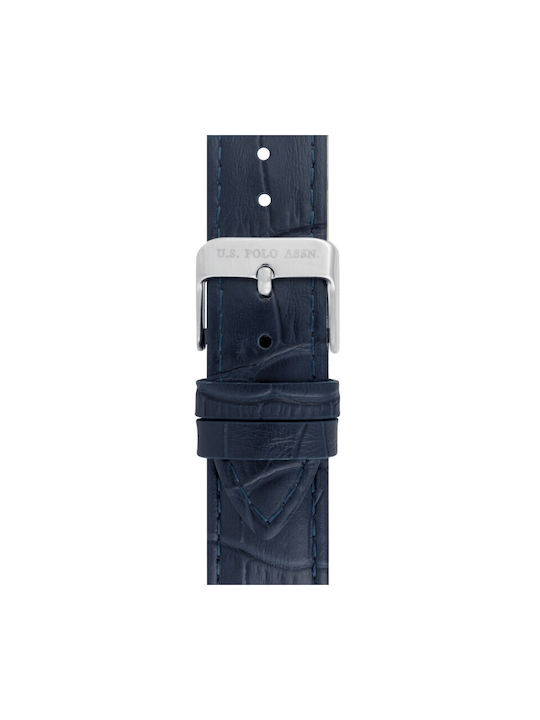 U.S. Polo Assn. Uhr Batterie mit Blau Lederarmband