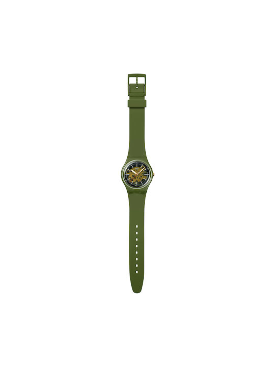 Swatch Watch Battery with Green Rubber Strap