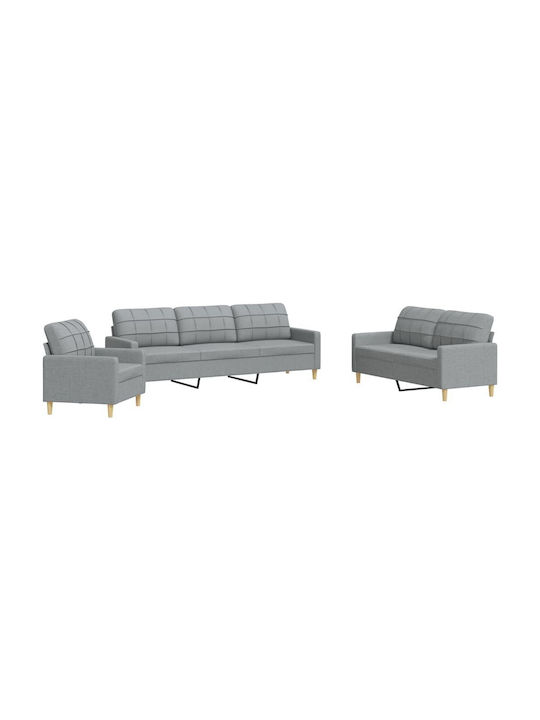 Living Room Furniture Set 3-Seater & 2-Seater & Armchair Gray