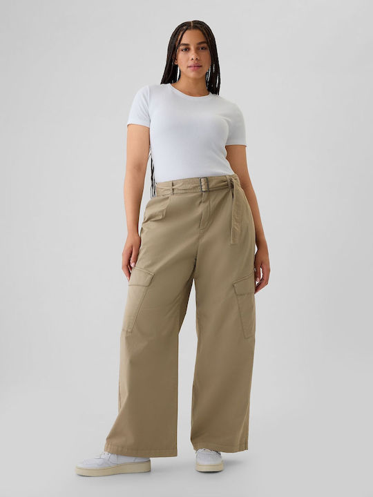High-Waisted Cargo Baggy Trousers Hayes Brown
