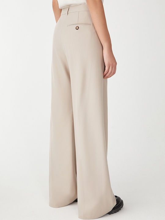 IBlues Women's High-waisted Fabric Trousers Flare Beige