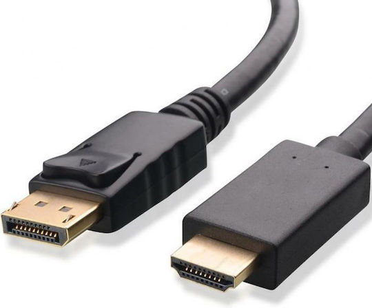 Powertech Cable DisplayPort male - HDMI male 1m Μαύρο (CAB-DP026)