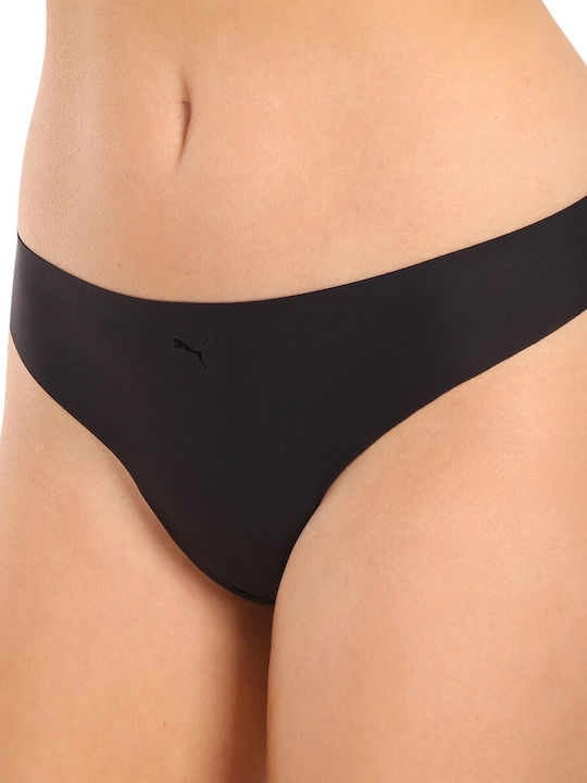 Puma Βαμβακερά Γυναικεία String 2Pack χωρίς Ραφές Black