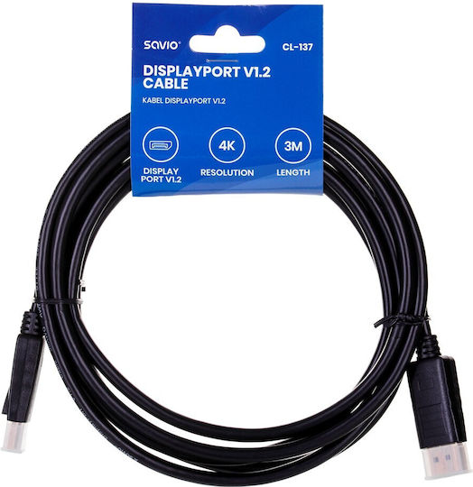 Savio Kabel DisplayPort-Stecker - DisplayPort-Stecker 3m Schwarz (CL-137)