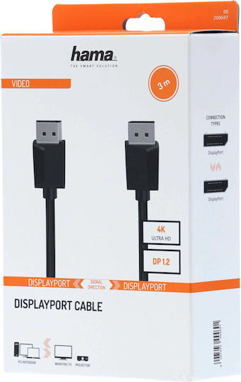 HAMA Cable DisplayPort male - DisplayPort male 3m Μαύρο (00200697)
