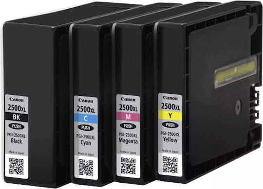 Canon PGI-2500XL Γνήσιο Πακέτο 4 Μελανιών Εκτυπωτή InkJet Κίτρινο / Κυανό / Ματζέντα / Μαύρο (9254B010)