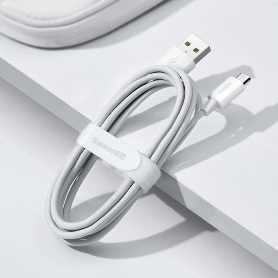 Baseus 1.5m Regular USB 2.0 to micro USB Cable White (TZCAMZJ-02)