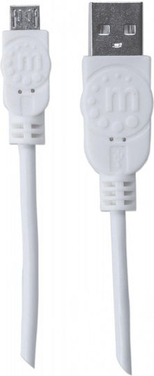 IC Intracom Regular USB 2.0 to micro USB Cable Λευκό 1.8m (324069)