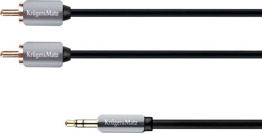 Kruger & Matz Audio Cable 3.5mm Male - RCA Male Black 1.8m with Gold Plated Terminals KM0310