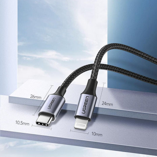 Ugreen Braided / Regular USB-C to Lightning Cable 36W Gray 1m (70523)
