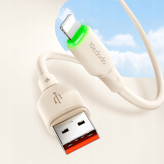 Mcdodo LED USB-A към Lightning кабел 12W Бежов 1.2м (CA-4740)