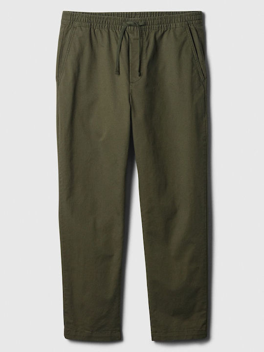 Trousers in Straight Line Black Moss