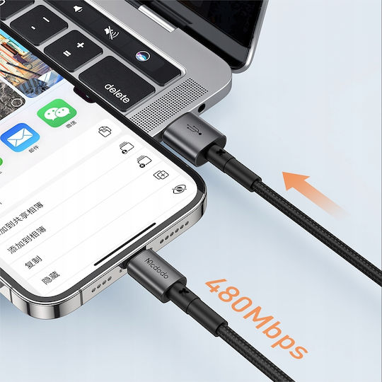 Mcdodo Braided USB-A to Lightning Cable 12W Μαύρο 1.2m (CA-3580)