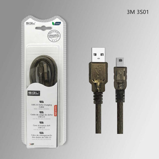 SGL USB 2.0 Cable USB-A male - mini USB-A male Μαύρο 3m (097589)