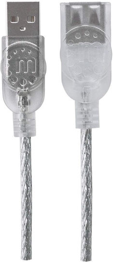 Manhattan USB 2.0 Kabel USB-A-Stecker - USB-A-Stecker Silber 4.5m 340502