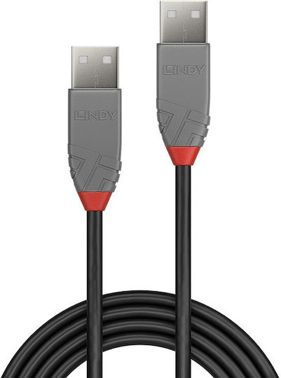 Lindy USB 2.0 Cable USB-A male - USB-A male Μαύρο 0.2m 36690