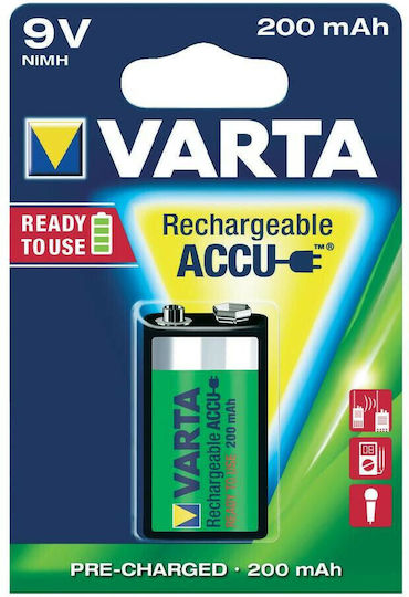 Varta Rechargeable Accu Rechargable Battery 9V Ni-MH 200mAh 1pcs
