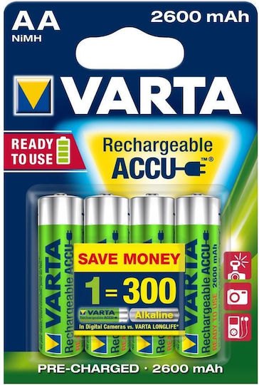 Varta Recharge Accu Power Baterii Reîncărcabile AA Ni-MH 2600mAh 1.2V 4buc