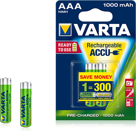 Varta Rechargeable Accu Επαναφορτιζόμενες Μπαταρίες AAA Ni-MH 1000mAh 1.2V 2τμχ