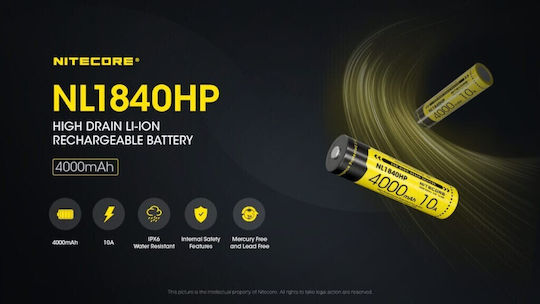 NiteCore Επαναφορτιζόμενη Μπαταρία 18650 4000mAh 3.6V 1τμχ