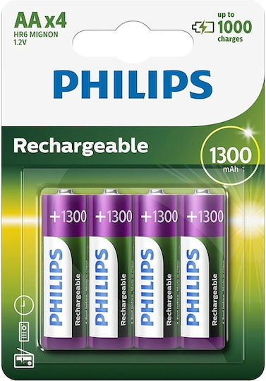 Philips Baterii Reîncărcabile AA Ni-MH 1300mAh 1.2V 4buc