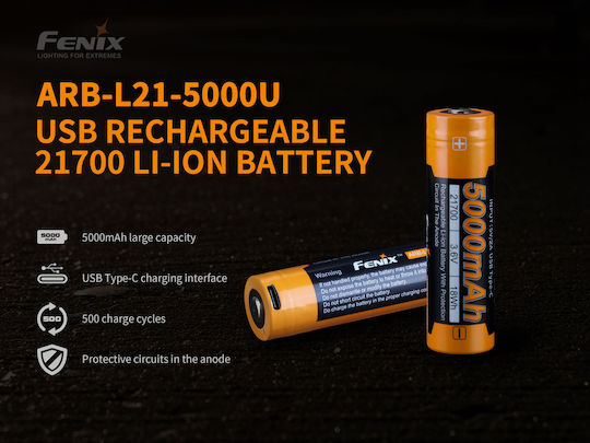 Fenix FE21700USB Επαναφορτιζόμενη Μπαταρία 21700 Li-ion 5000mAh 3.6V 1τμχ