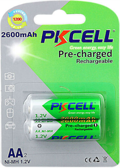 Pkcell Wiederaufladbare Batterien AA Ni-MH 2600mAh 1.2V 2Stück