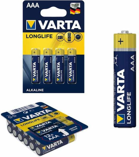 Varta 12 Pack Alkaline Batteries AAA LongLife 1.5V