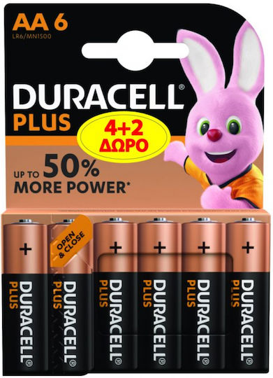 Duracell 6 Pack Alkaline Batteries AA Plus 1.5V