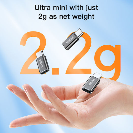 Yesido Μετατροπέας USB-C male σε Lightning female Γκρι 1τμχ