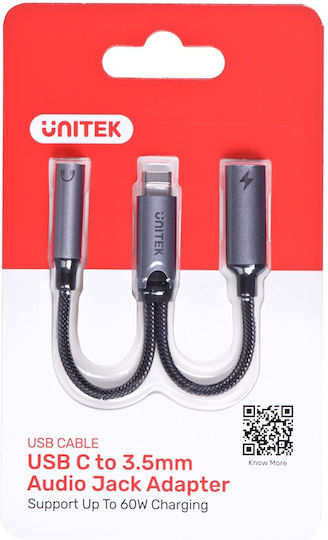 Unitek Converter USB-C / 3.5mm male to USB-C / 3.5mm female Silver 1pcs M205A