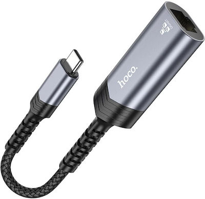 Hoco Us26 Convertor USB-C masculin în RJ-45 feminin Gri 1buc