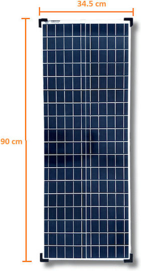 HM43050 Polykristallin Solarmodul 50W 12V 900x345x25mm