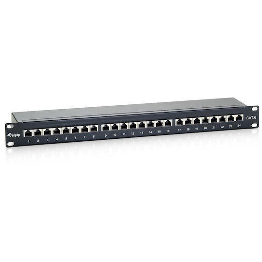 Equip Patch Panel για Rack 1U 19" 24 Θυρών cat6 Μαύρο
