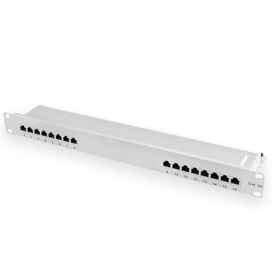 Equip Patch Panel Shielded για Rack 2U 19" 16 Θυρών cat5e Γκρι