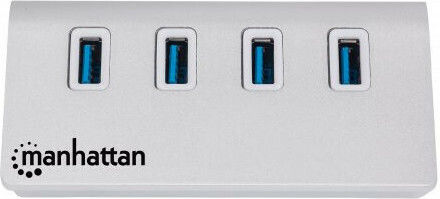 Manhattan IUSB3-HUB767 Hub 4 Θυρών USB 3.0 με σύνδεση USB-A Ασημί