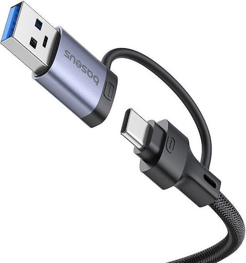 Baseus UltraJoy 4in1 USB Hub 4 USB 3.0 Ports with USB-A USB-C Ethernet Connection Gray