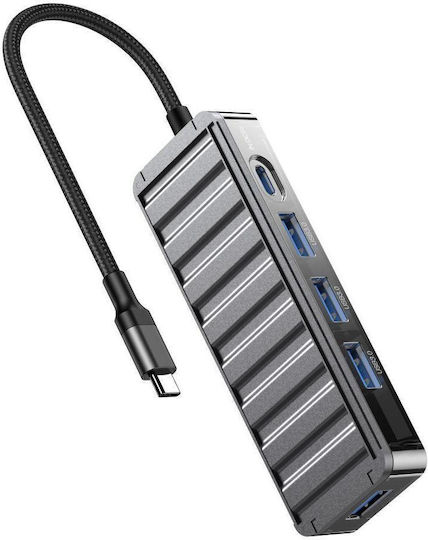 XO HUB015 Hub 5 Θυρών USB 3.0 με σύνδεση USB-C Γκρι