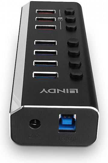 Lindy USB-Hub 7 Anschlüsse USB 3.0 mit Anschluss an einen Computer USB-A