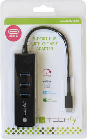 Techly USB Хъб 3 Порта USB 3.2 с Връзка USB-A