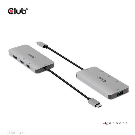 Club3D USB Hub 4 Ports USB 3.0 with USB-C Connection Silver