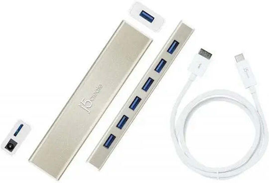 J5create Hub 7 Θυρών USB 3.1 με σύνδεση USB-C Λευκό