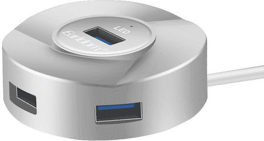 Earldom Hub 4 Θυρών USB 2.0 με σύνδεση USB-C Γκρι