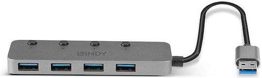 Lindy USB-Hub 4 Anschlüsse USB 3.0 mit USB-A Anschluss Graue