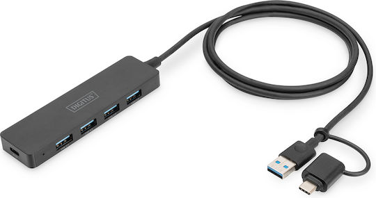 Digitus Hub 5 Porturi USB 3.0 cu Conectare USB-A / USB-C
