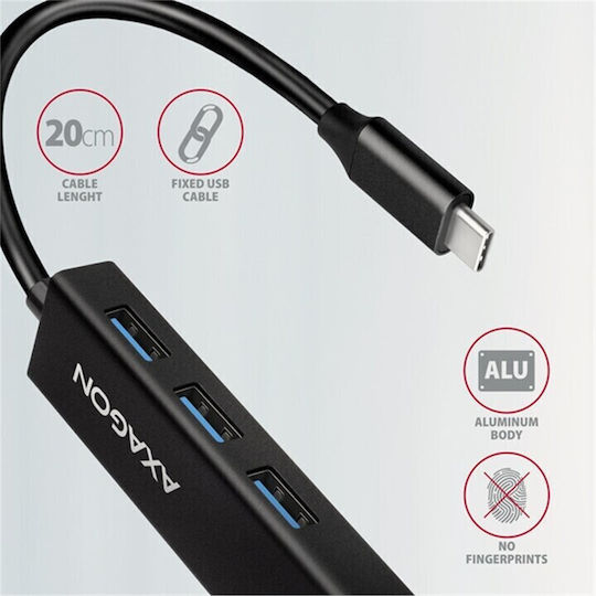 Axagon v1 USB Хъб с 3 Порта USB 3.2 с USB-C и Ethernet