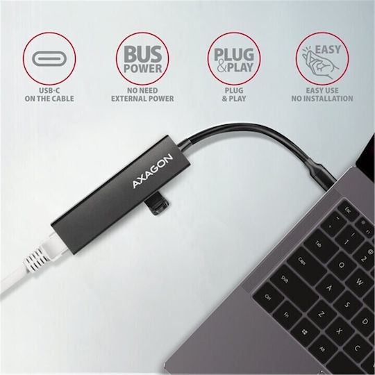 Axagon v1 USB Хъб с 3 Порта USB 3.2 с USB-C и Ethernet