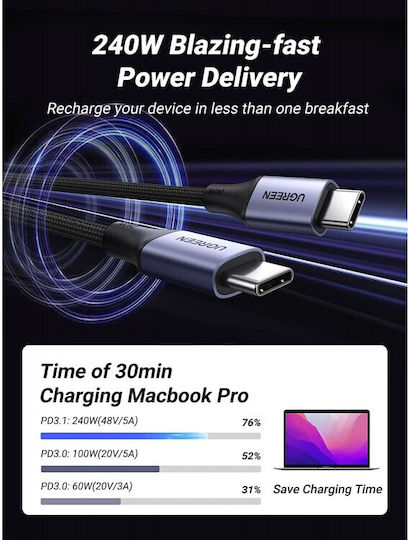 Ugreen USB 2.0 Cable USB-C male - USB-C 240W PD Γκρι 2m 90440