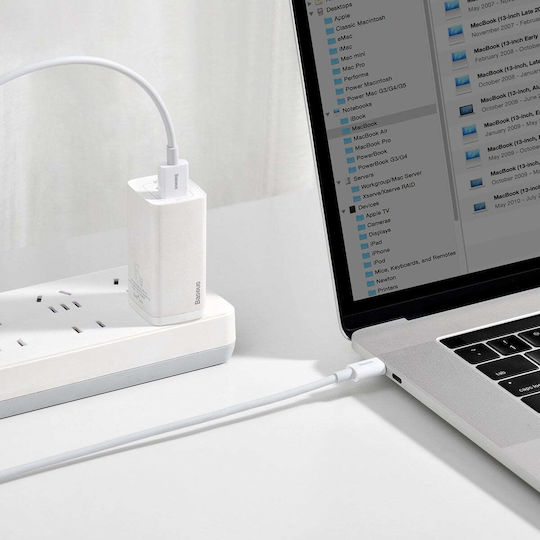 Baseus Superior Series Regular USB 2.0 Cablu USB-C bărbătesc - USB-A 66W Alb 2m (CATYS-A02)