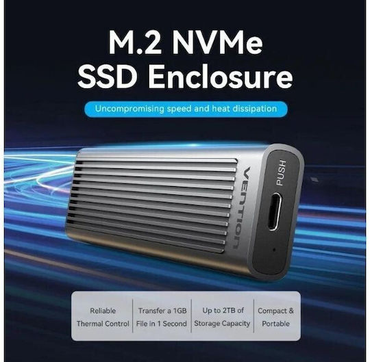 Vention Твърд диск кутия M.2 PCI Express NVMe с връзка Type-C в Сив цвят